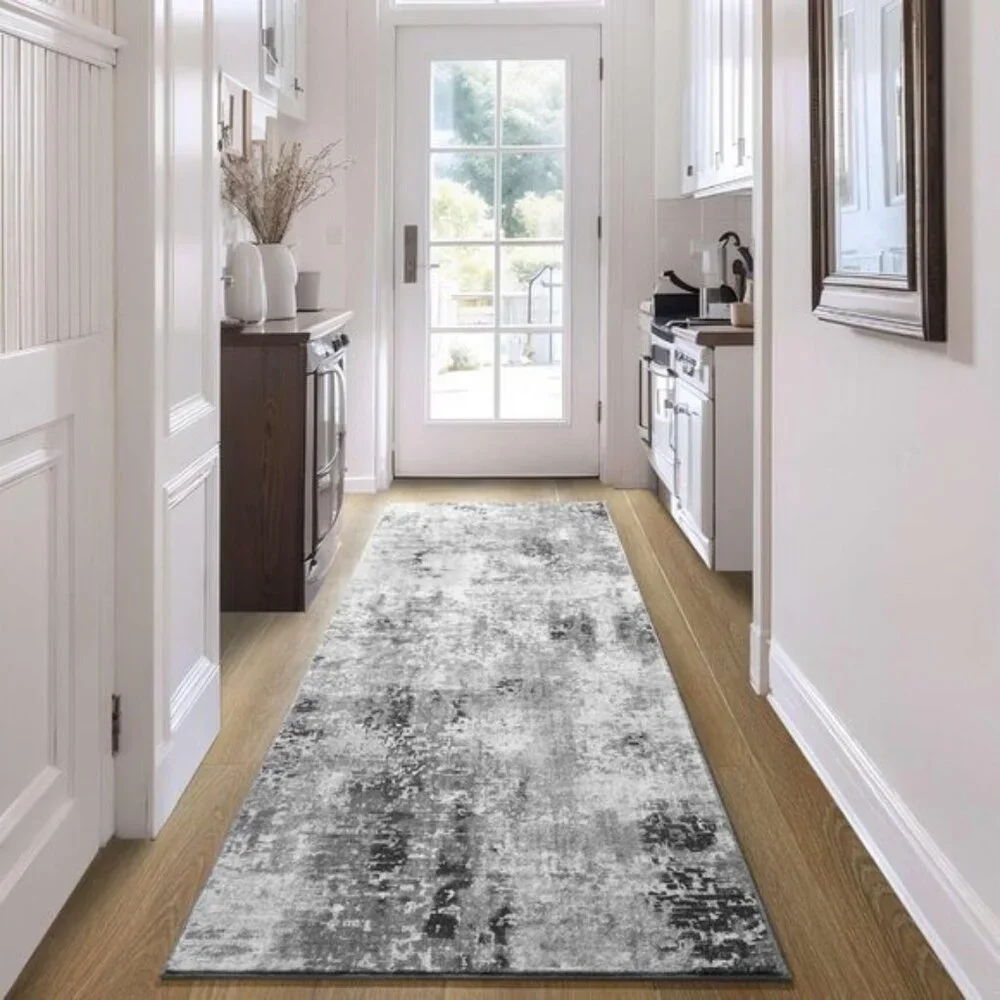 New 2x6 Runner Rug for Hallways & Kitchen, Non-Slip Washable Soft Grey Carpet
